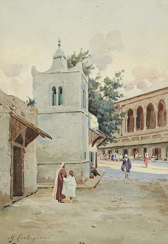 Piazza animata di Tunisi